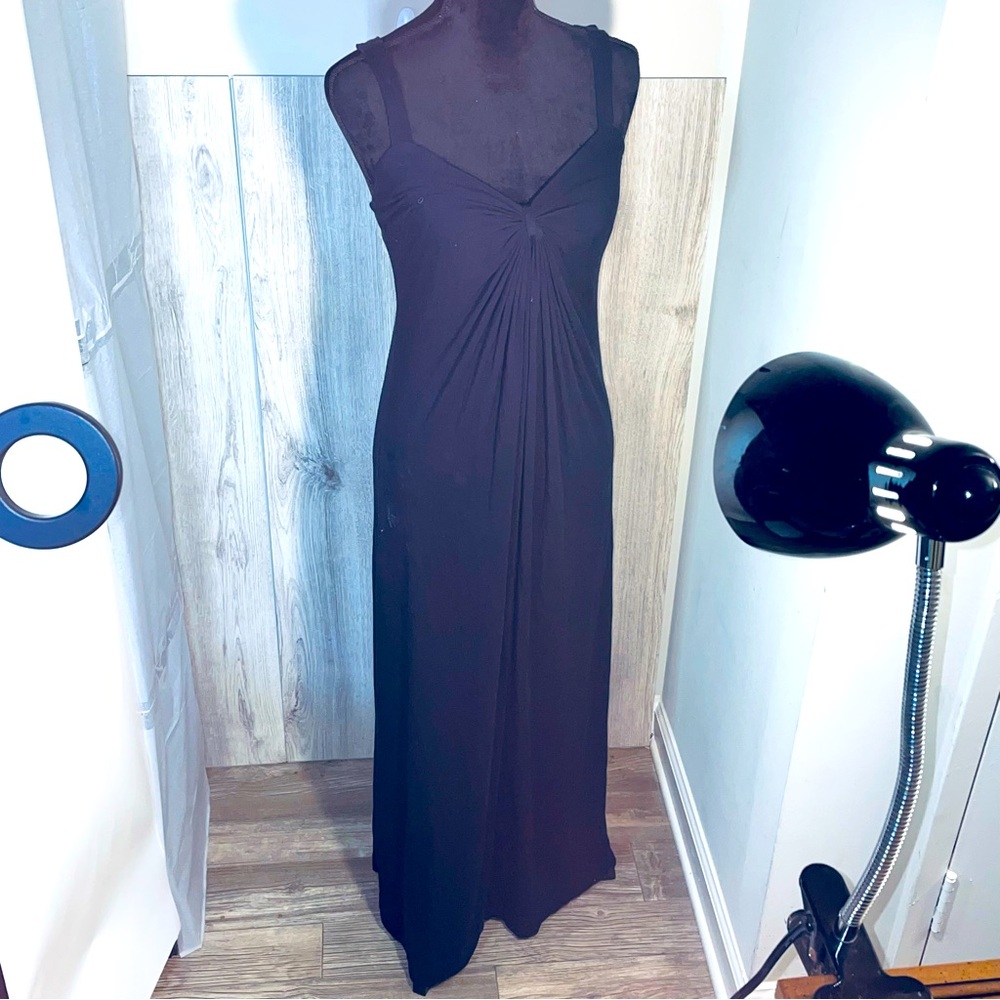 Soma Black Sleeveless V-Neck Front, Square-Back Maxi Gown Size Small